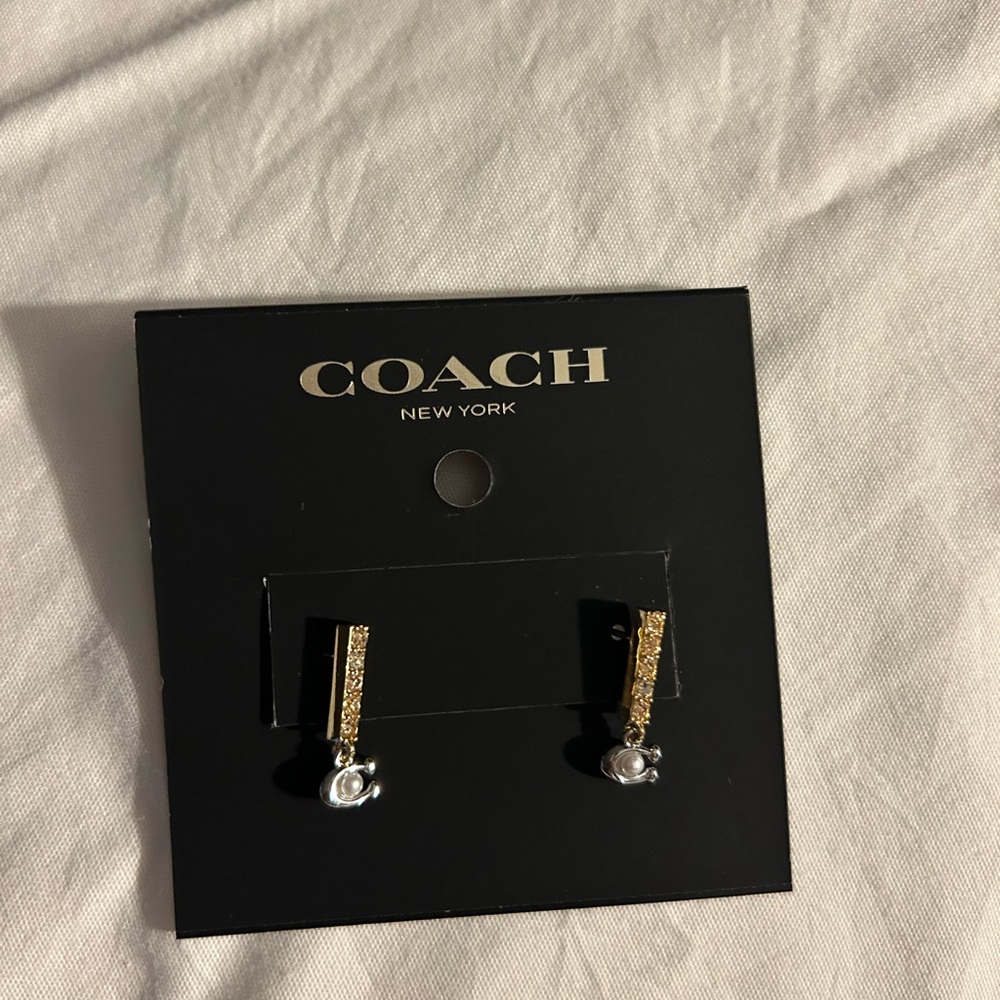 Coach Signature Pave Bar Earrings - Picture 4 of 4